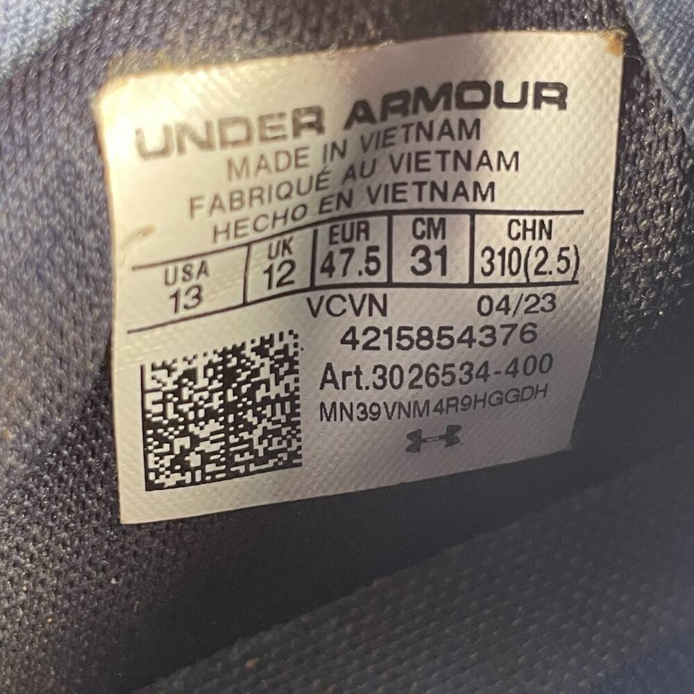Under Armour Project Rock 6 Men's 13 Blue Gum Cross Training Shoe Sneakers EUC - Picture 9 of 9